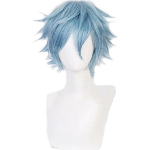 Anime My Hero Academia Boku no Hiro Akademia Shigaraki Tomura Wigs Short Gray Blue Mixed Cosplay Wig + Wig Cap