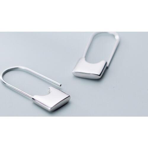 925 Sterling Silver Lock Earrings Simple Small Safety Pins Earring Long Drop Dangle Earrings For Women Jewelry Female Gift