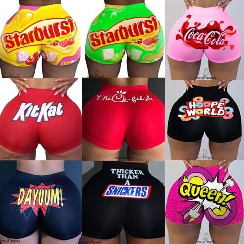 Hot Sale Fashion Sexy Biker Shorts Womens Shorts Print Skinny Shorts Summer Casual High Waist Short Sports Fitness Dropshipping