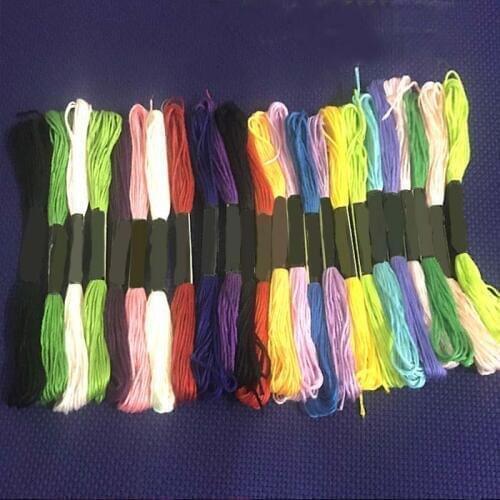 Mixed 24 color 6 Shares Length 8m Cross Stitch Polyester Cotton Embroidery Thread Sewing DIY Handmade Accessories craft Wh