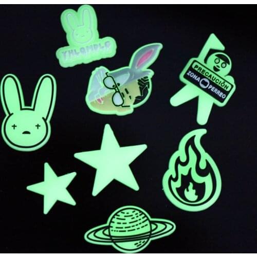 Bunny Light Charms PVC Shoe Decoration Designer Shoes Accessories Croc Rabbit Ornaments Fit For CROC JIBZ Buckle Party Gift