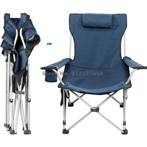 Outdoor folding chair portable backrest fishing recliner lunch break bed camping leisure stool sitting on the sand