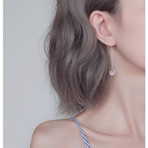 Drop Earrings Irregular Cube Zircon For Women Long Tassel Cute Korean Fashion New Hot Sale High Quality Student Jewelry BOYULIGE