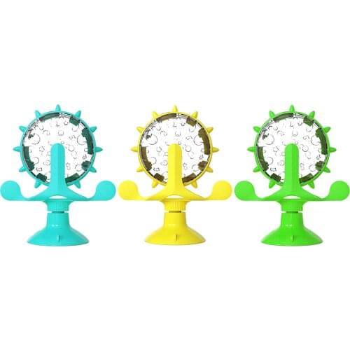 Funny Pet Kitten Windmill Cat Toy Turntable Treat Dispensing for Indoor Cats