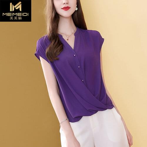 Woman TShirts T-shirt Short Sleeve Sleeve Chiffon Shirt Womens Summer Loose Casual Top Crop Top Mujer Camisetas