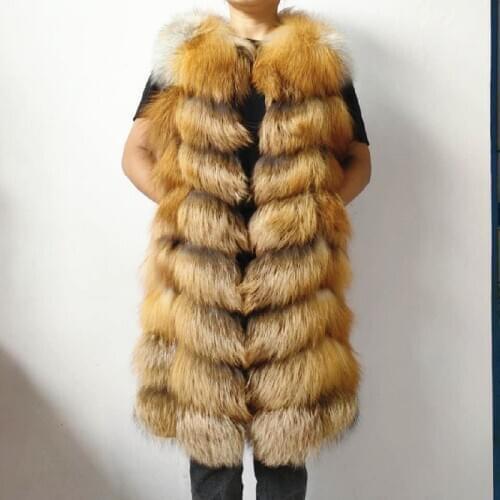 Red Fox Real Fox Fur Vest Jacket 100% Natural Fox Fur Coat High Quality Winter Fashion Warm Sleeveless Jacket For Women