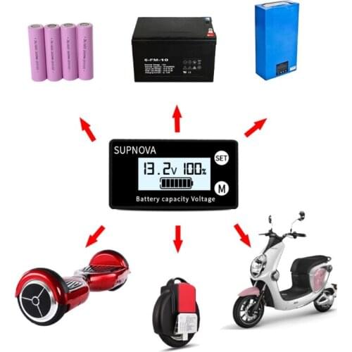 1meter Lead cable Battery Tester Capacity Indicator DC 12V 24V 48V 72V Lead Acid Lithium LiFePO4 Ternary Lithium Voltmeter