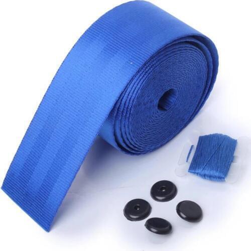 10 meters Roll Seat Belt Webbing Safety Strap 4.8cm Wide 5 Bars for 2seats replacement include 4stoppers and 2meter thread