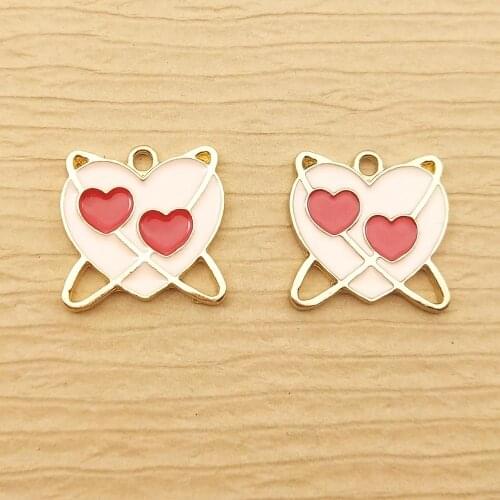 10pcs 18x18mm enamel heart charm for jewelry making bracelet and necklace charm earring pendant