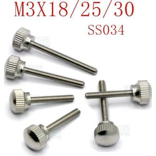 10PCS/LOT M3*18/25/30 stainless steel Knurled step Hand tighten Thumb Screws