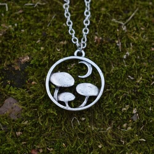 12pcs SanLan Mushroom and Crescent Moon Necklace Outdoor Jewelry