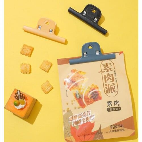 2pcs Plastic Food Sealing Bag Clip Portable Food Fresh Keeping Moisture-proof Letter Paper Photo File Binder Clip Home Storage