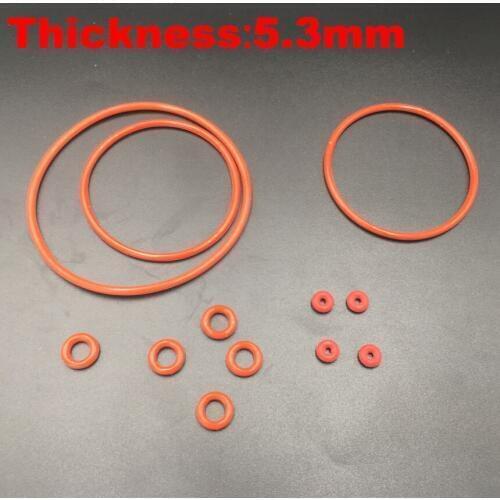 5pcs 136x5.3 136*5.3 140x5.3 140*5.3 145x5.3 145*5.3 (ID*Thickness) Food Grade Red Silicone Rubber Oil Seal O Ring O-Ring Gasket