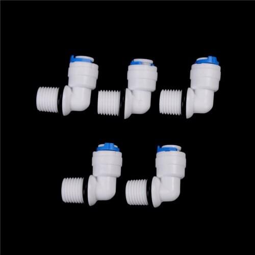 5pcs 1/4" Male Thread - 1/4" OD Tube RO Water Purifier Reverse Osmosis Aquarium System Connector