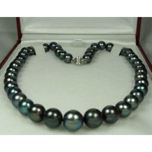 8-9MM Genuine Black Akoya Cultured Pearl Fashion Jewelry Necklace 18" AA