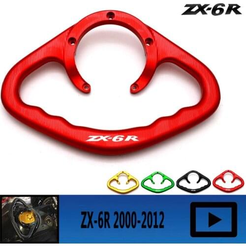 Motorcycle Accessories CNC Passenger Handgrips Hand Grip Tank Grab Bar Handles Armrest Black For KAWASAKI ZX-6R 2000-2012