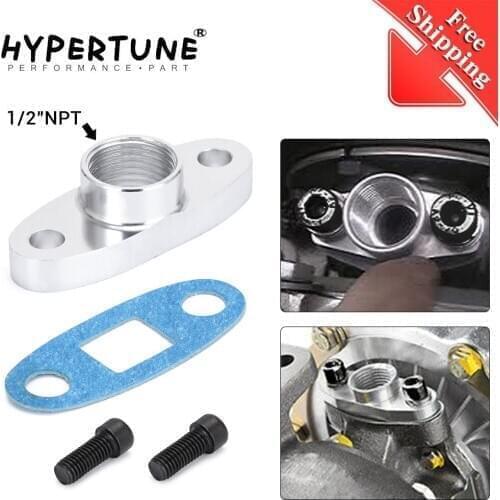 Aluminum 1/2"NPT Female AN10 Turbo Oil Drain Flange Adapter Kit w/Gasket Female For T3 T4 T04 GT30-GT55 HT-OFG32