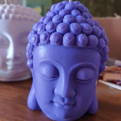 Big Size Buddha Head Candle Mold Scented Wax Mould Aroma Gypsum Resin Crafts Decorations Mould Silicone Molds for Candle Making