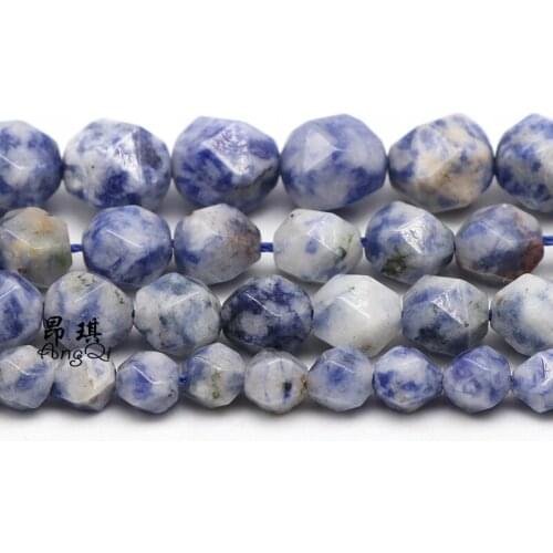 Natural Facted Sodalite Loose Stone Beads 6 8 10mm Pick Size Diamonds Cutting Spacer Beads For Jewelry Making DIY Bracelet 15