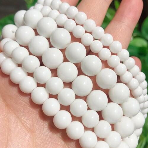 Natural Stone Beads white Tridacna Stone Jewelry Round Loose Spacer Beads Handmade Jewelry Making Supplies 4/6/8mm