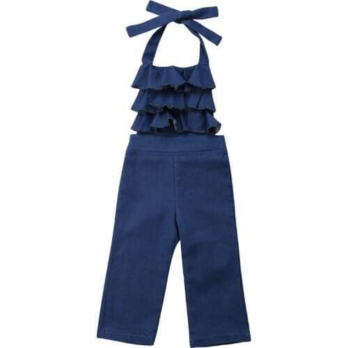 Kid Baby Girls Denim Romper Sleeveless Blue Overalls Kid Jumpsuit Summer Baby Girls Clothing