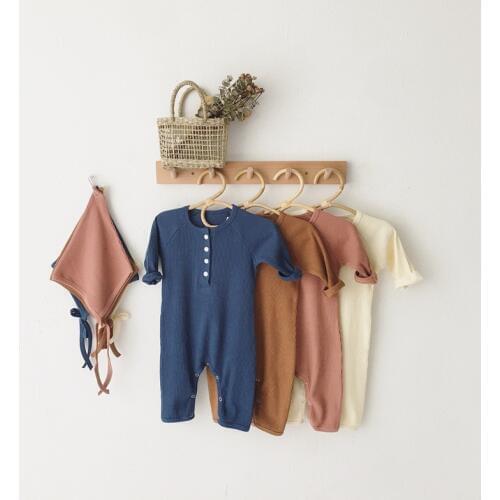 Baby Boy Jumpsuit with Hat Girl Rompers Ribbed Fitted Newborn Unisex Fall Autumn Toddler Infant Long Sleeve Cotton Clothes