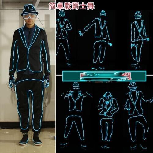 Adult men Michael Jackson Glowing Costumes Fluorescent dance performance clothing led light stage Jazz dance costume