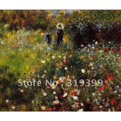 Linen Canvas Oil Painting reproduction,Woman with a Parasol in a Garden by pierre auguste renoir,Free Shipping,100% handmade