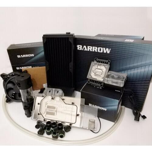 Barrow Water Cooling Kits Hose + Radiator + CPU Block + GPU Block + Pump + Reservoir use for AM3 AM4 + Intel 115X 2011 Soft Kit