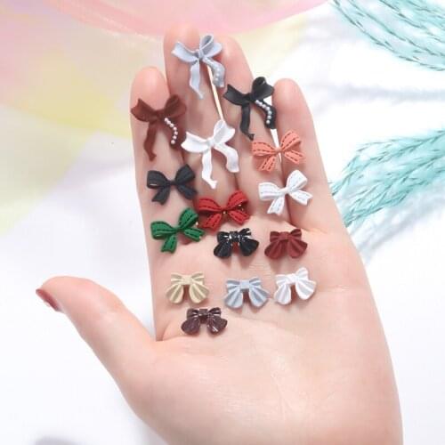 Pipatian 10Pcs Resin Bowknot Bulk Nail Stickers Glue Diy Crafts Decoration Handmade items Bowknot Accessories Embellishments