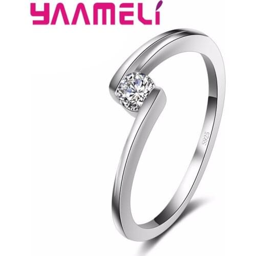 Engagement Wedding Gifts for Lovers Clear Gemstone African AAA Crystal Rings S925 Sterling Silver Bridal Ring Anillo