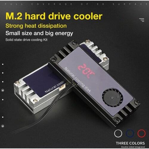 SSD Carbonized Aluminum Alloy Cooling Silent Fan Real-time Display OLED Screen Heat Sink For 2280/2210 Size M2 Type Hard Drive