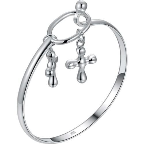 Wholesale Free Shipping Silver Plated Jewellery Bangle For Women Silver Jewelry Fashion Cross Ring Form Bracelets GY-AB154
