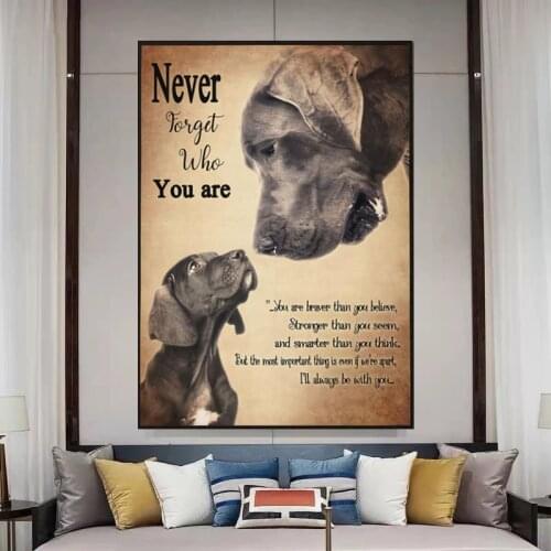 Great Dane Never Forget Who You Are Poster Wall Art Canvas Painting Animal Dog Print Wall Picture For Home Room Decor (No Frame)