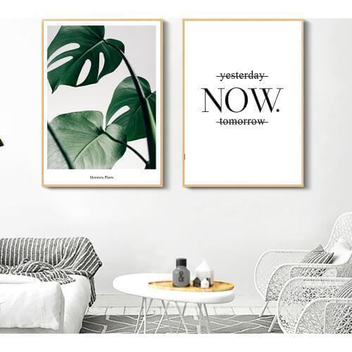 Watercolor Plant Leaves Poster Print Landscape Wall Art Canvas Painting Picture for Living Room Home Decoration