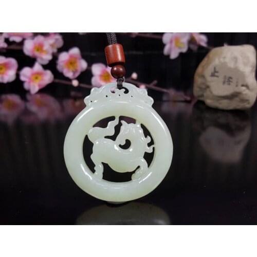 Natural hetian white jade handcarved zodiac horse pendant simple retro pendant temperament jewellery fashion for women men