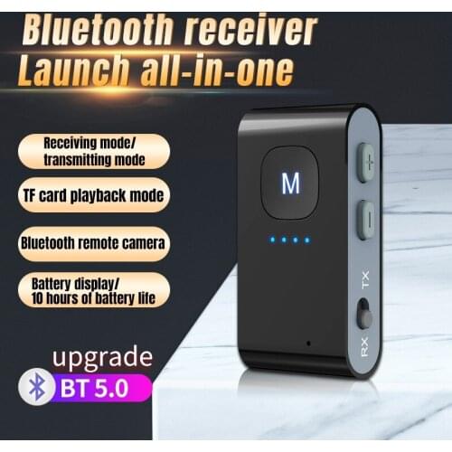 2 in 1 Bluetooth 5.0 Receiver Transmitter Bluetooth Adapter Audio with 3.5mm AUX For Car Radio Home TV PC with Power Display