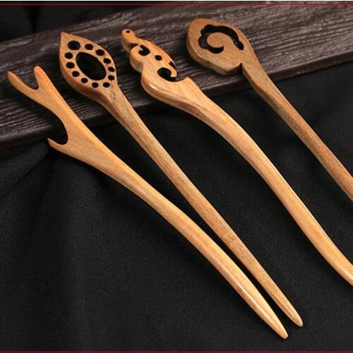 Retro Sandalwood Classical Hair Sticks Handmade Chinese Styles Chopsticks Hair Accessories Vintage Carved Hair Pins for Women