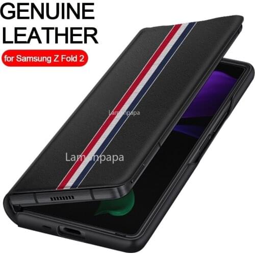 Luxury Flip Case for Samsung Galaxy Z Fold 2 5G Retro Genuine Leather All-inclusive Shockproof Cover for Samsung Z Fold 2 Case
