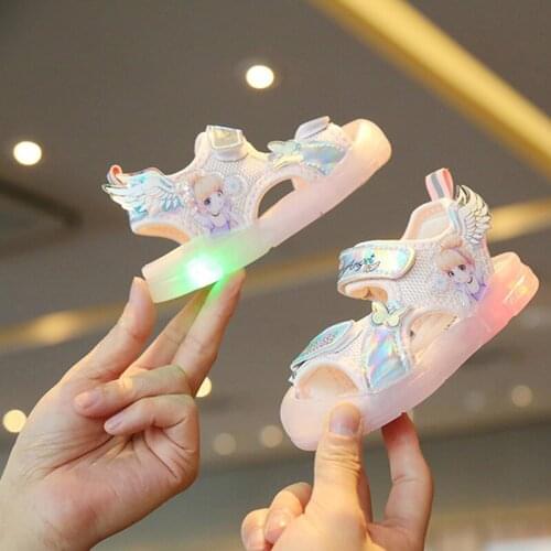 Summer Girl Kids Sandals Butterfly Pattern Glitter Walker for Baby Soft Bottom Non-slip Childrens Sandals Shoes for Girls 2021