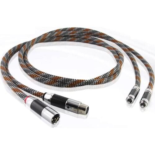 Pair ST-48B Silver-Platedr OFC XLR to RCA Audio Hifi Interconnect Cable with Carbon Fiber Plug