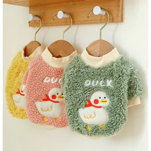 Duck Hoodie Dog Clothes Velvet Coat for Dogs Clothing Pet Outfits Cartoon Cute Warm Winter Yorkies Green Boy Ropa Para Perro