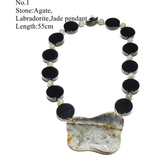 LiiJi Unique Stocksale Necklace Jades Onyx Labradorite Abalone Shell Black Short Necklace Only 1PCS each stock Jewelry for Women