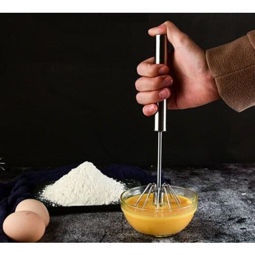 Stainless Steel Egg Beater Manual Self Turning Whisk Hand Blender Mixer Cream Stirring Kitchen Baking Tools Semi Automatic
