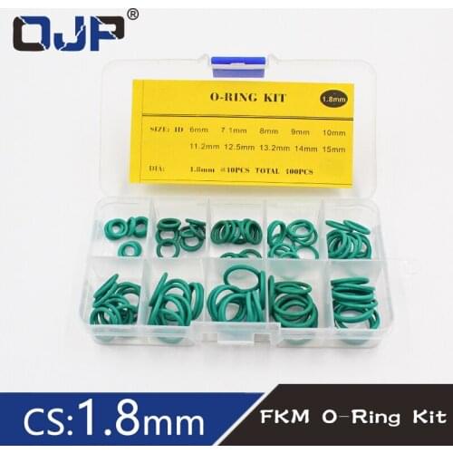 Thickness 1.8mm green rubber ring FKM O ring seal FKM seal O-ring ordering kit classification kit