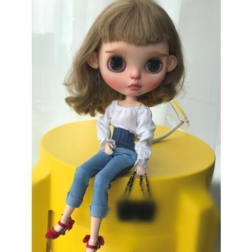 1/6Doll White Shirt Blyth Jeans OB24 Clothes (Fit Licca, Mmk, Azone,Pullip,ICY, BJD)