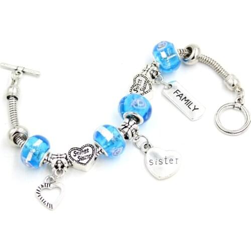 1PC New Arrival Sister Bracelet Jewelry T-bar Toggle Closer Bangles Bracelets for Sisters Gift Bijoux Pulsera