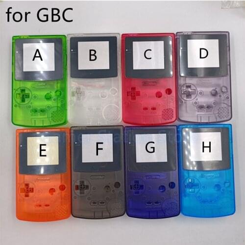 1PC Transparent colour For GBC Shell Case with Buttons Kit Full Case Cover Housing Shell Replacement for Gameboy Game Console