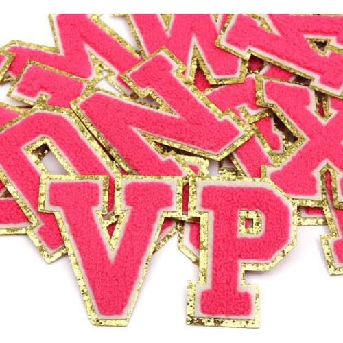 1Pcs Rose A-Z English Letter Patces Alphabet Iron On Patches 3D Letters Towel Embroidered Patches For Clothes Sew On Accessories