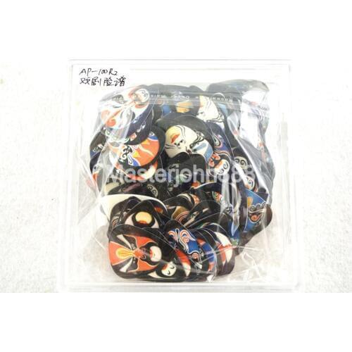 100pcs Alice Chinese Opera Mask Printed Both Sides Celluloid Electric/Acoustic Guitar Picks 0.46/0.71/0.81mm Plastic Box
